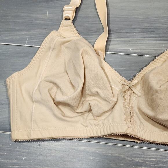 Bali Wire Free Bra 40C Double Support Cotton Style 3036 Beige FLAW - Picture 5 of 11